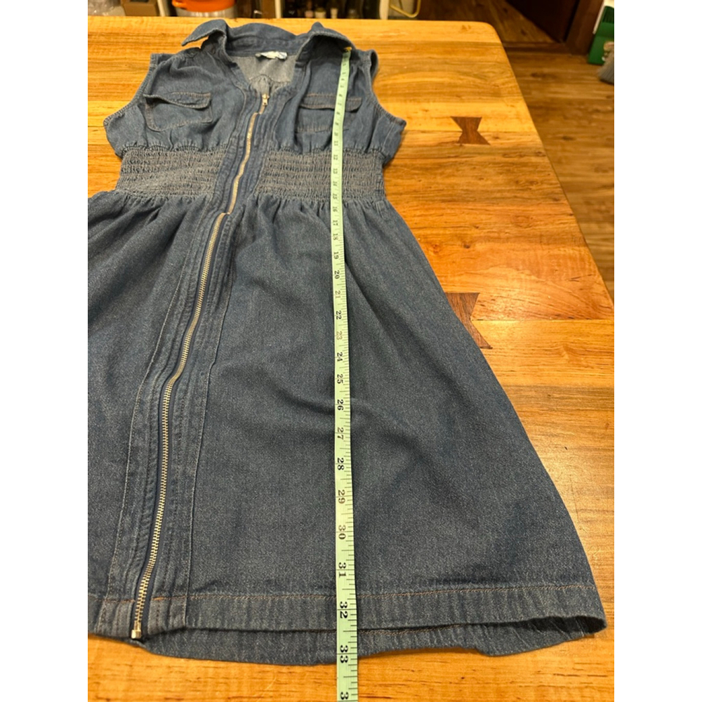 J. Gee Denim Mini Dress Medium Blue Sleeveless Zip Y2K - Picture 10 of 10